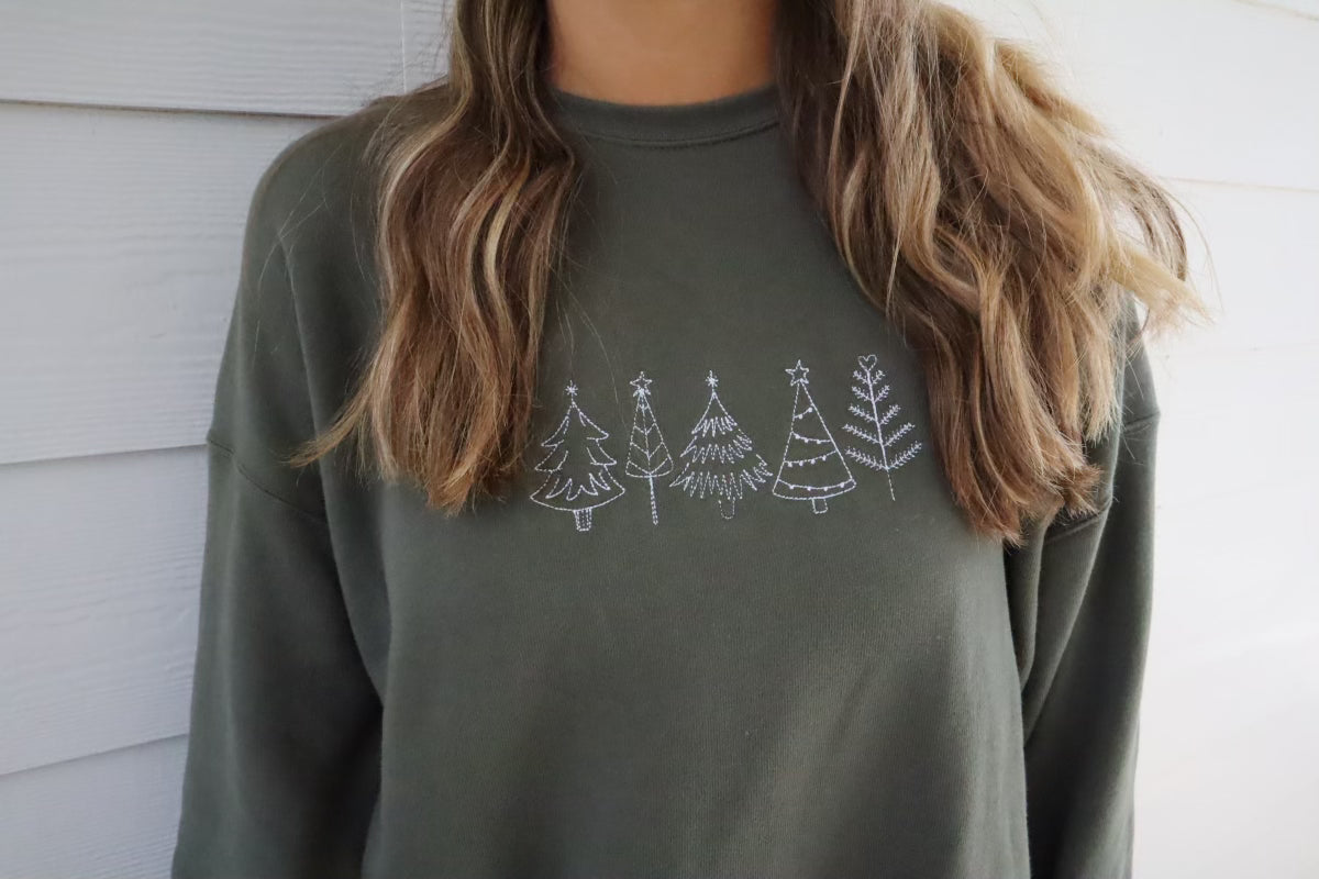 Embroidered Crew - Christmas Tree Crew