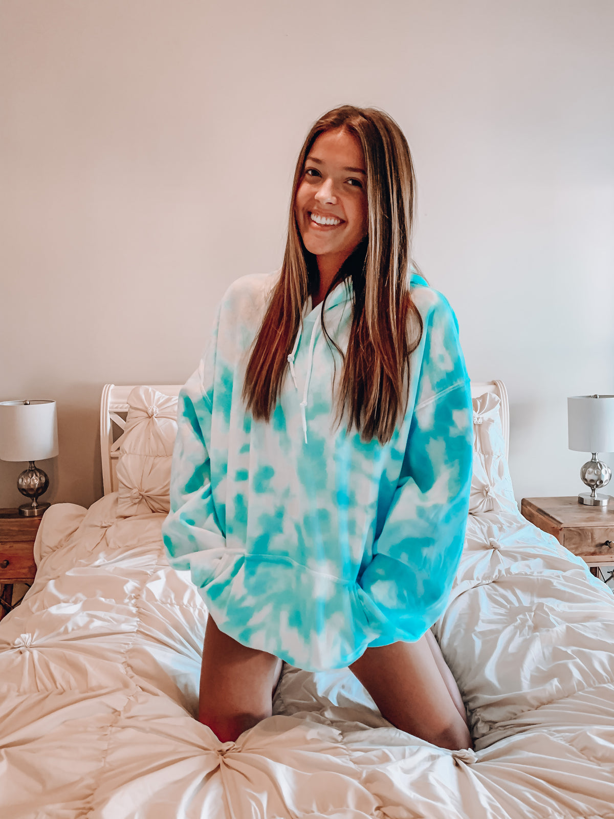 Oversized Tie Dye Hoodie - Aqua - Brighter Dyes