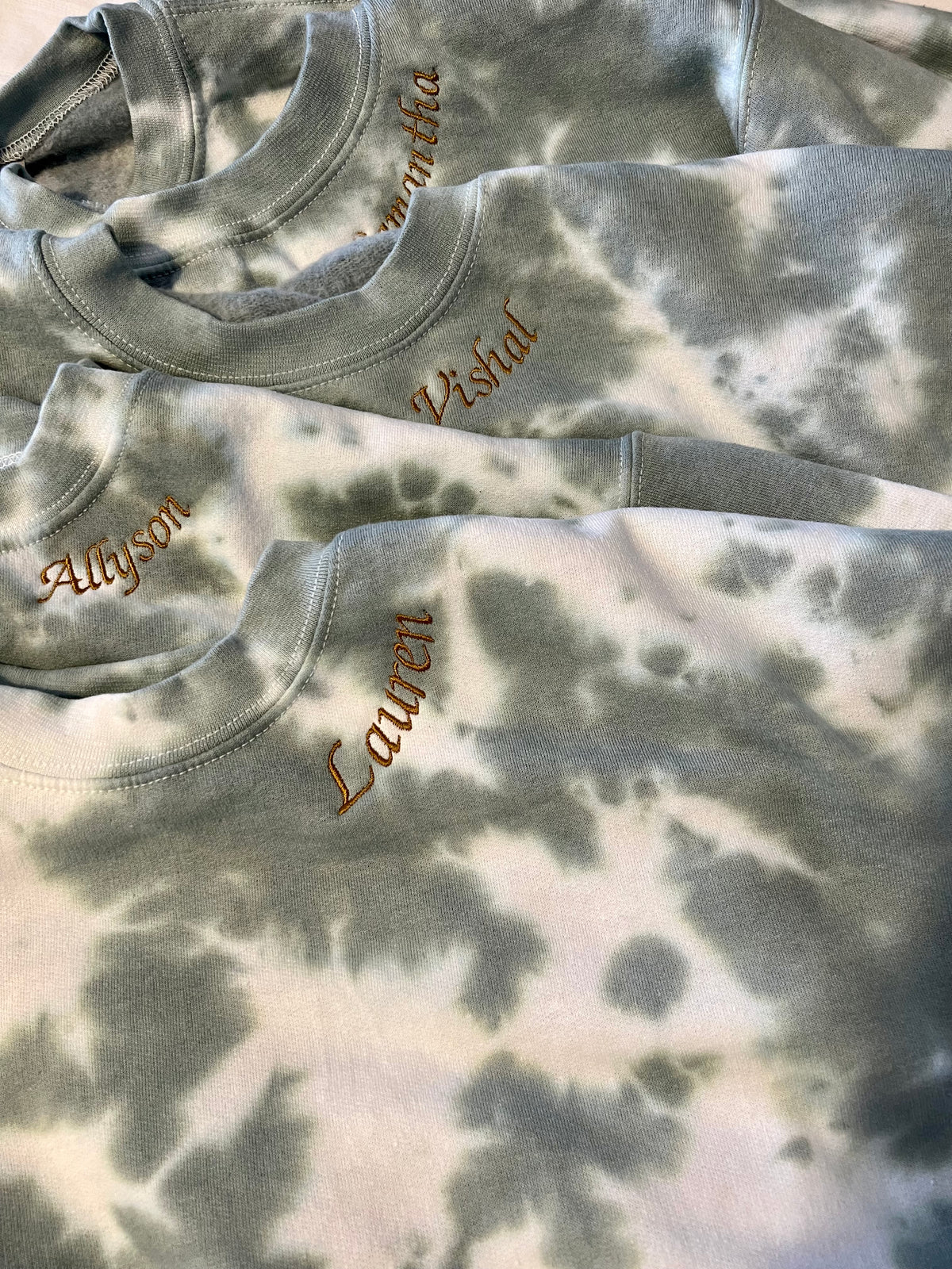 Bridal Party Tie Dye Embroidered Crewnecks